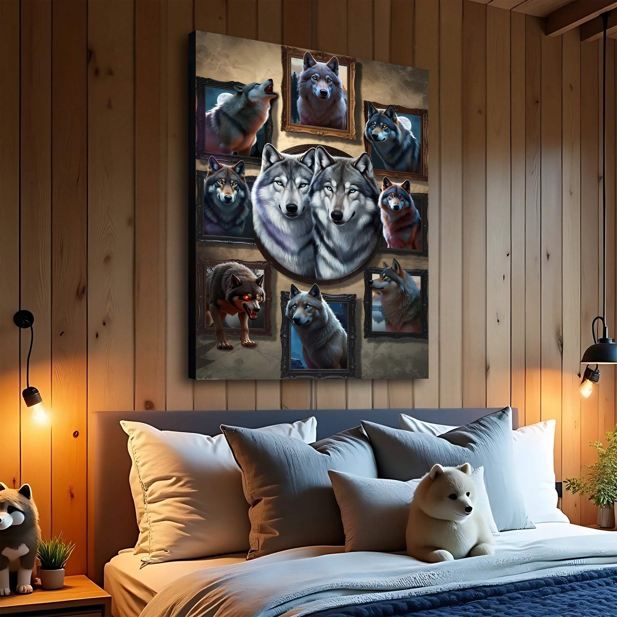 3D Wolf Collage Wall Art - Tailored Canvases - Flyclothing LLC