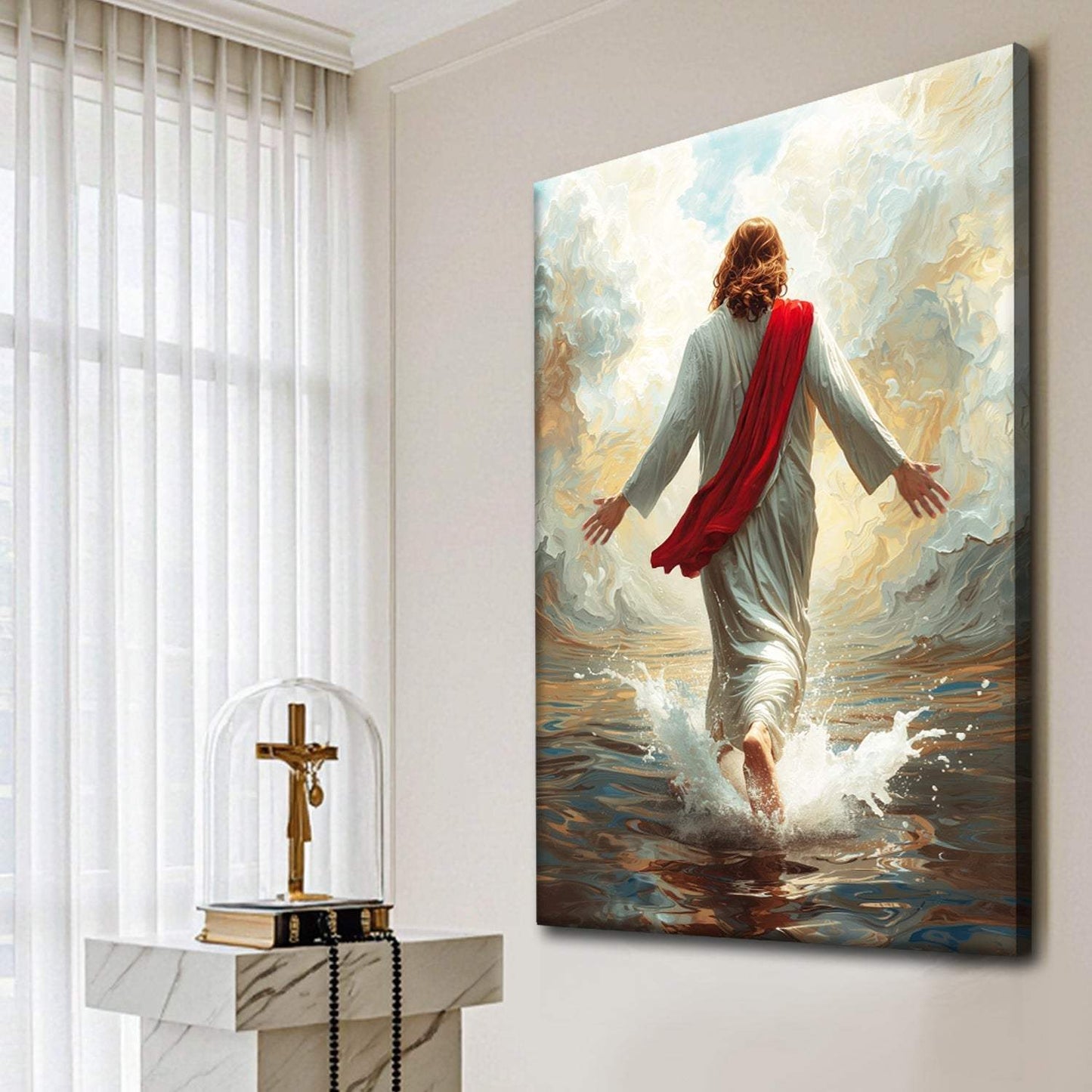 Jesus Christ Walking On Water Faith Wall Art IX - Tailored Canvases - Flyclothing LLC