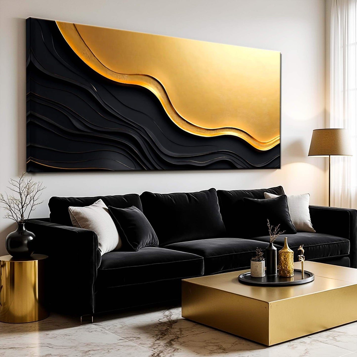 Black And Gold Minimalist Abstract V - Tailored Canvases - Flyclothing LLC