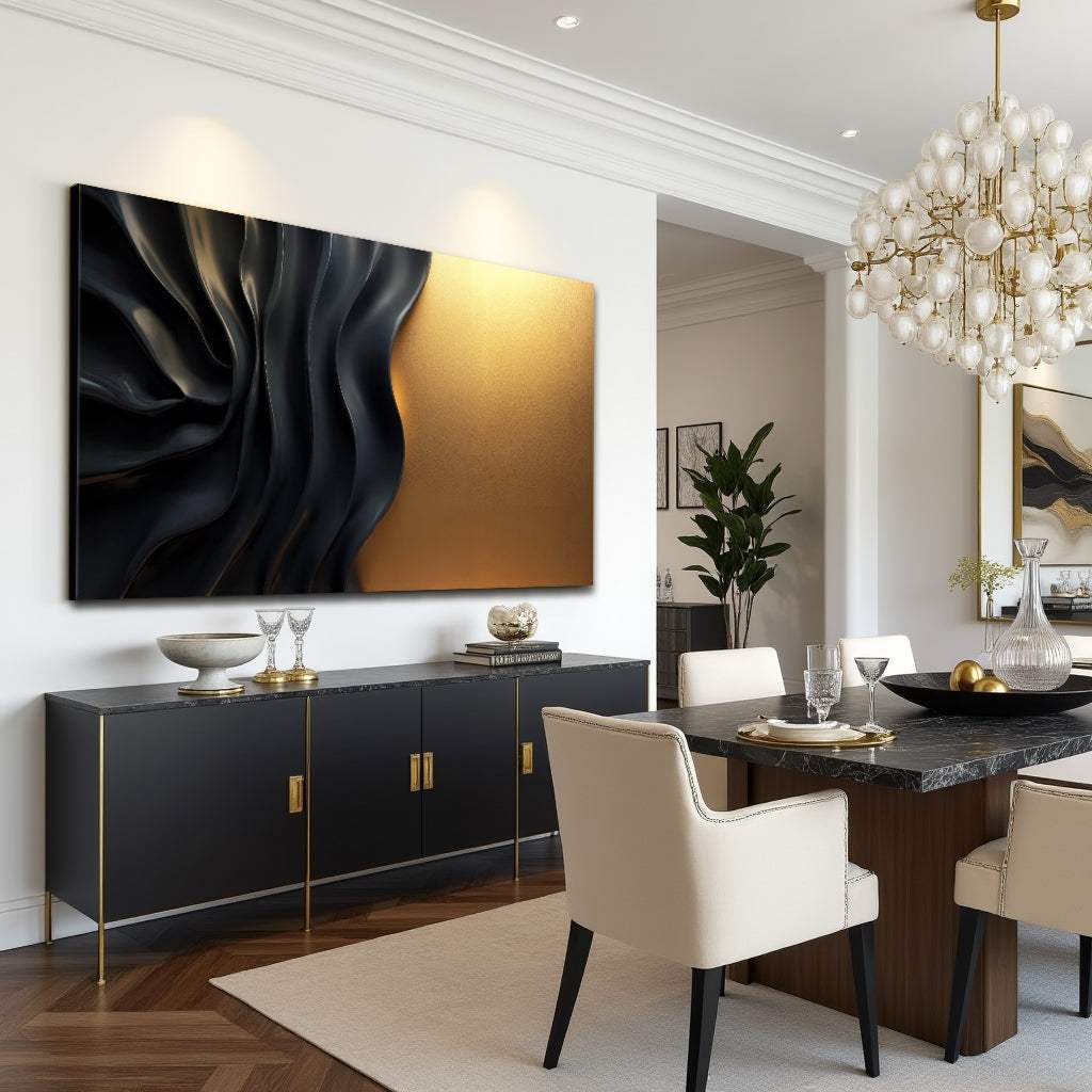 Black And Gold Minimalist Abstract XIII - Tailored Canvases - Flyclothing LLC