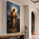Jesus Protects The Lamb From Wolves Faith Wall Art V - Tailored Canvases - Flyclothing LLC