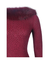 Mellie Burgundy Regular-Length Rhinestone Mesh Low Back Mermaid Gown - Miss Circle - Flyclothing LLC