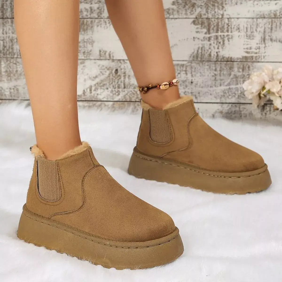 Round Toe Platform Ankle Boots - Trendsi - Flyclothing LLC