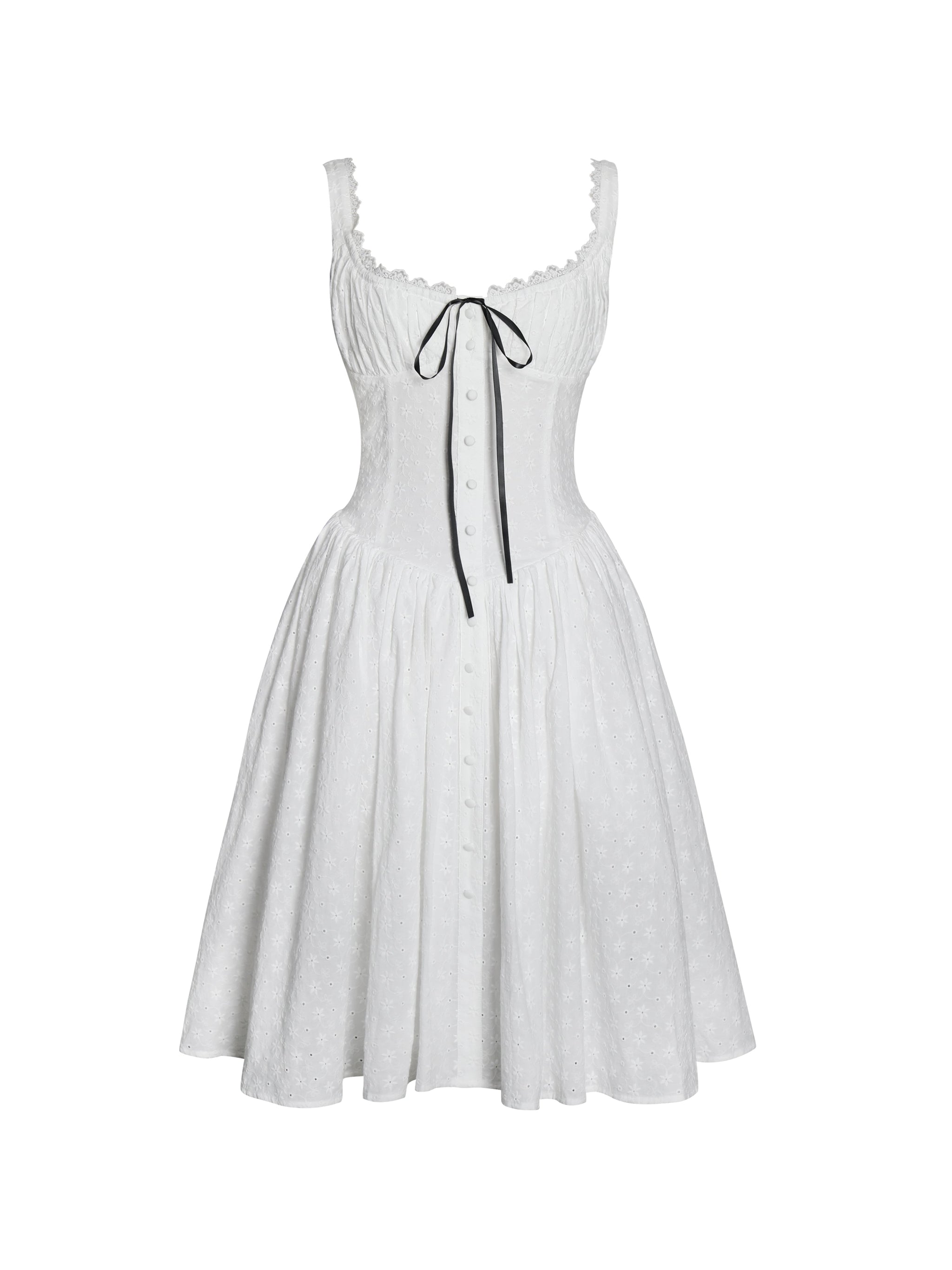 Madison Cotton Eyelet Square Neck Midi Dress