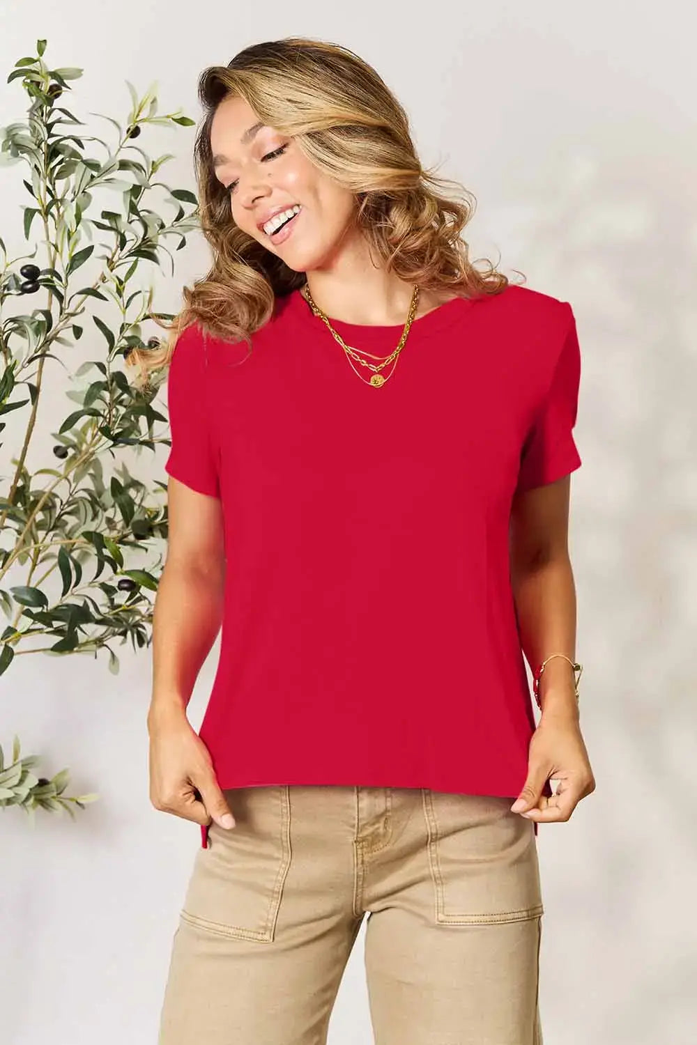 Basic Bae Full Size Round Neck Short Sleeve T-Shirt - Trendsi - Flyclothing LLC