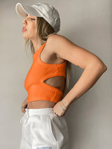 Cutout Round Neck Tank - Trendsi - Flyclothing LLC
