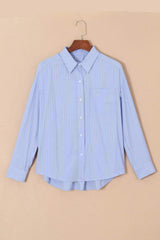 Striped Button Up Long Sleeve Shirt - Trendsi - Flyclothing LLC