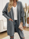 Devine Open Front Long Sleeve Cardigan - Trendsi - Flyclothing LLC