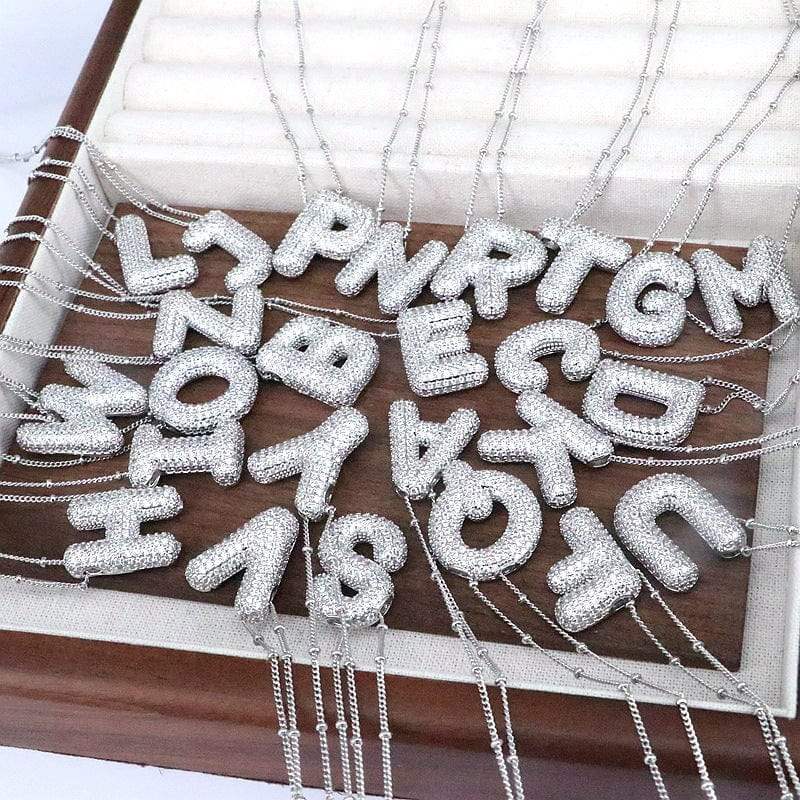 Copper Inlaid Zircon Letter Pendant Necklace - Trendsi - Flyclothing LLC