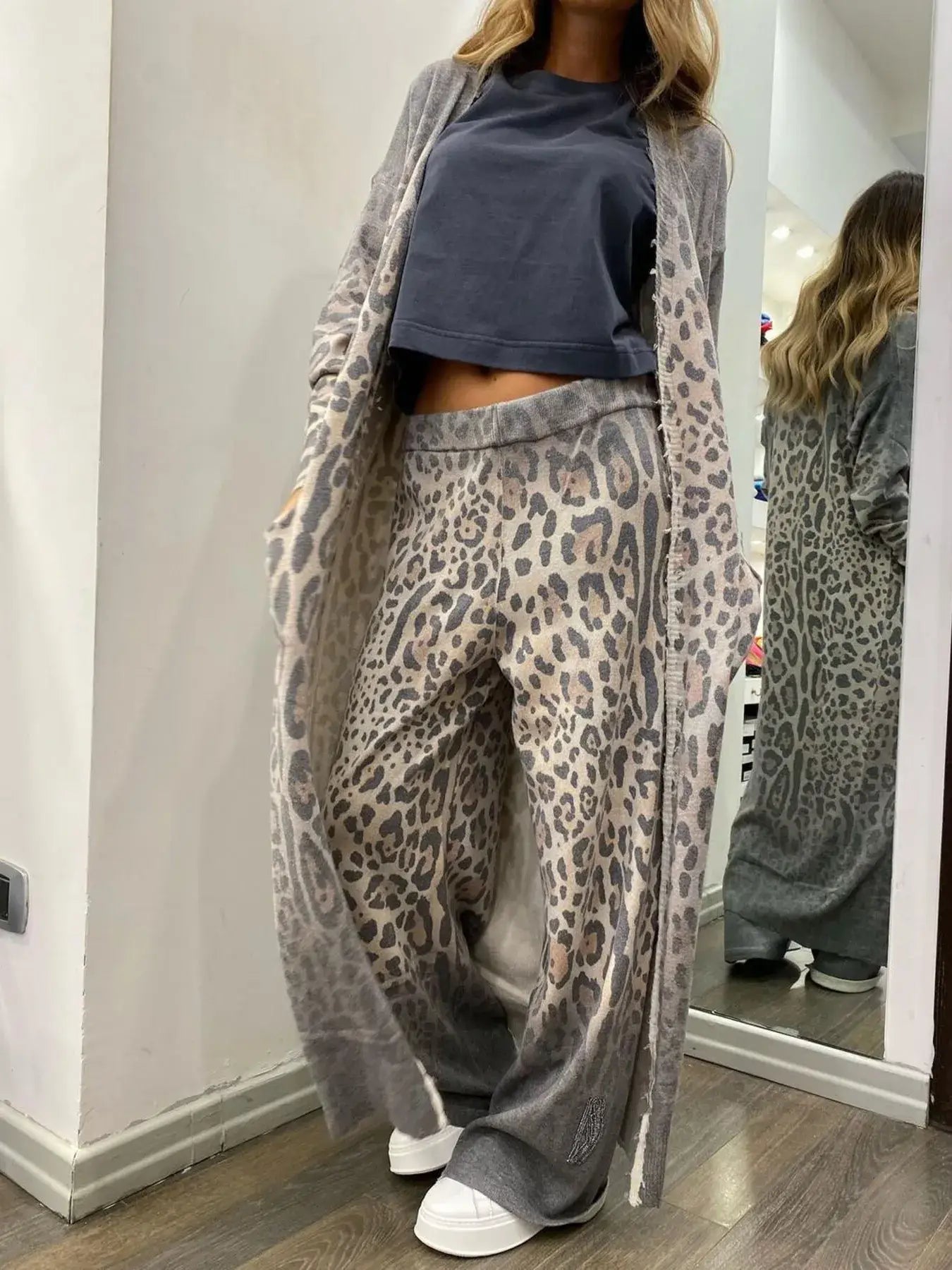 Long Sleeve Longline Outerwear and Pants Set - Trendsi - Flyclothing LLC