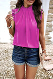 Frill Ruched Mock Neck Sleeveless Blouse - Trendsi - Flyclothing LLC