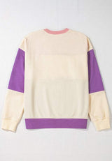 Contrast Round Neck Long Sleeve Sweatshirt - Trendsi - Flyclothing LLC