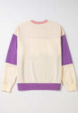 Contrast Round Neck Long Sleeve Sweatshirt - Trendsi - Flyclothing LLC