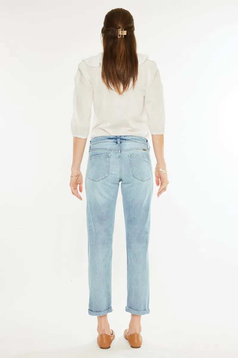 Kancan Mid Rise Distressed Boyfriend Fit Jeans - Trendsi - Flyclothing LLC