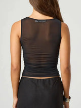 Ruched Round Neck Tank - Trendsi - Flyclothing LLC