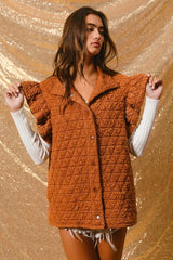 BiBi Quilting Knit Ruffle Sleeve Vest - Trendsi - Flyclothing LLC