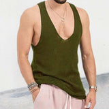 Men's Scoop Neck Knit Tank - Trendsi - Flyclothing LLC