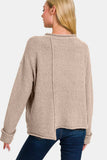 Zenana Asymmetric Hem Drop Shoulder Sweater - Trendsi - Flyclothing LLC