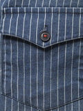 Men's Striped Collared Neck Button Down Denim Shirt - Trendsi - Flyclothing LLC