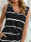 Striped Round Neck Tank and Shorts Lounge Set - Trendsi - Flyclothing LLC