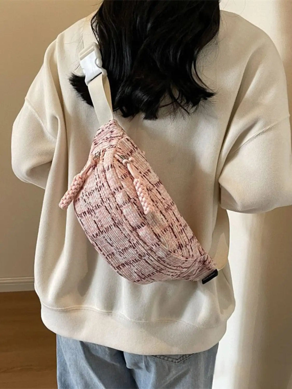 Contrast Plaid Polyester Crossbody Bag - Trendsi
