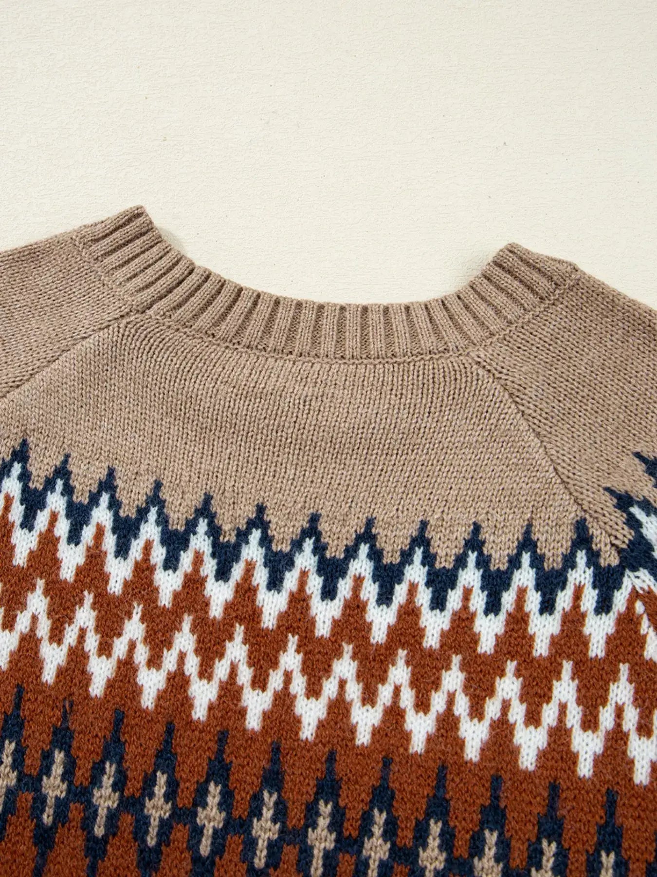 Color Block Crew Neck Sweater - Trendsi - Flyclothing LLC