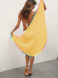 Rainbow Pompom Trim Swim Skirt - Trendsi - Flyclothing LLC