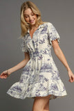 Umgee Full Size Landscape Print Collared Mini Dress Plus Size - Trendsi