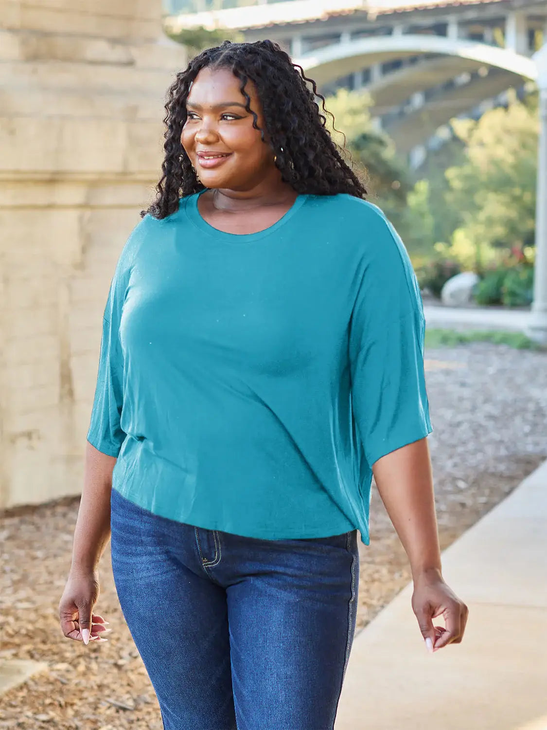 Basic Bae Full Size Round Neck Drop Shoulder T-Shirt - ShopBasicbae - Flyclothing LLC