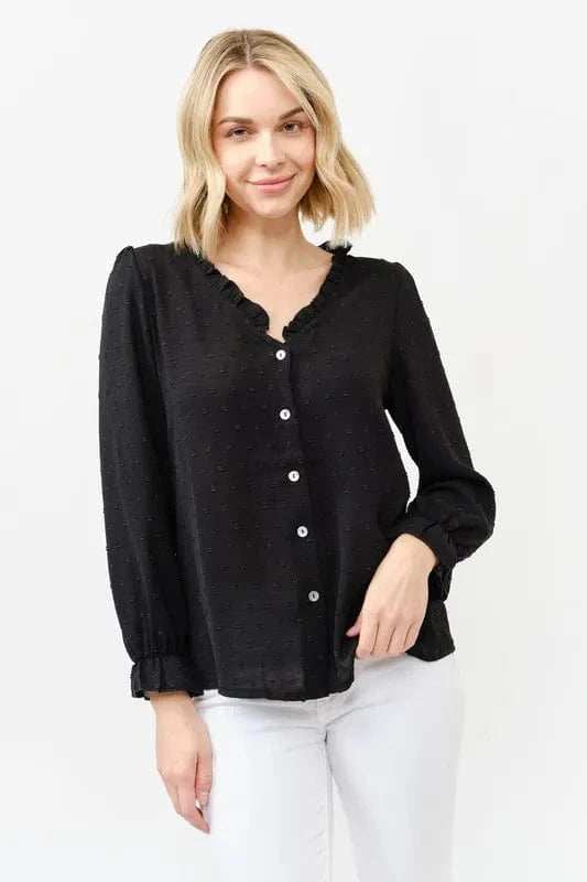And The Why Polka Dot Ruffle Detailed Blouse Top - Trendsi - Flyclothing LLC