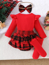 Children's Christmas Ruffle Trim 4-Piece Set - Trendsi - Flyclothing LLC