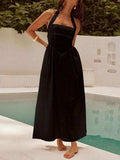 Halter Neck Maxi Dress with Pockets - Trendsi - Flyclothing LLC
