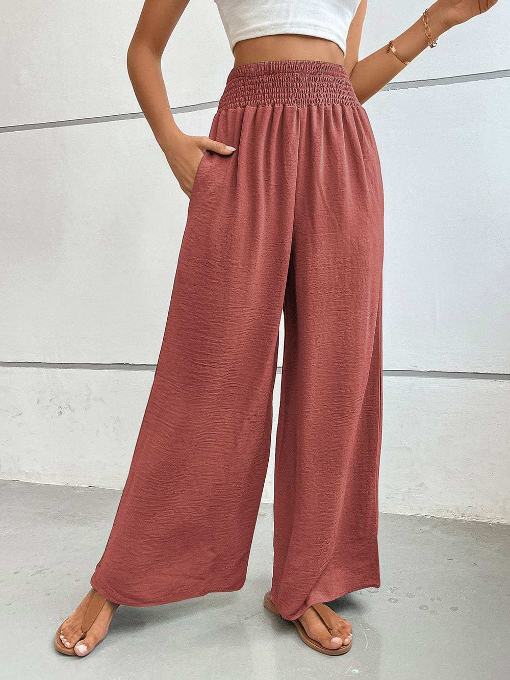 Perfee Wide Leg Pants with Pockets - Trendsi - Flyclothing LLC