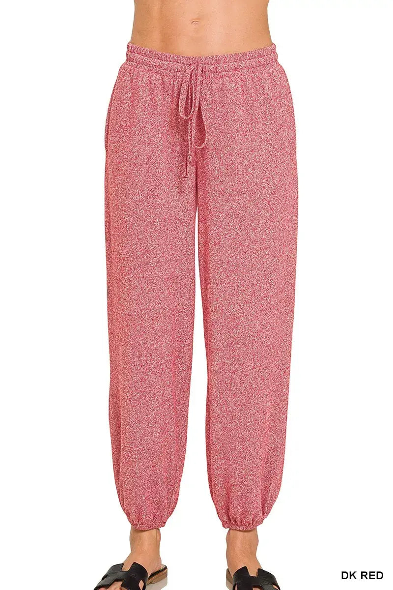Zenana Soft Melange Hacci Jogger - Trendsi - Flyclothing LLC