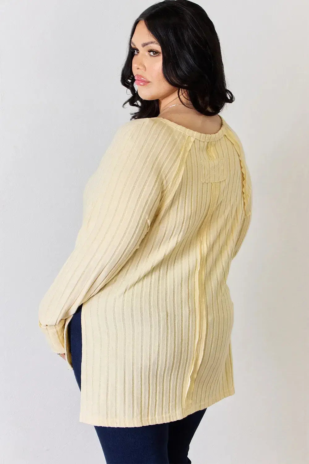 Basic Bae Full Size Ribbed Round Neck Slit T-Shirt - ShopBasicbae - Flyclothing LLC