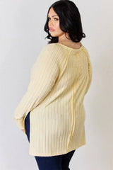 Basic Bae Full Size Ribbed Round Neck Slit T-Shirt - ShopBasicbae - Flyclothing LLC