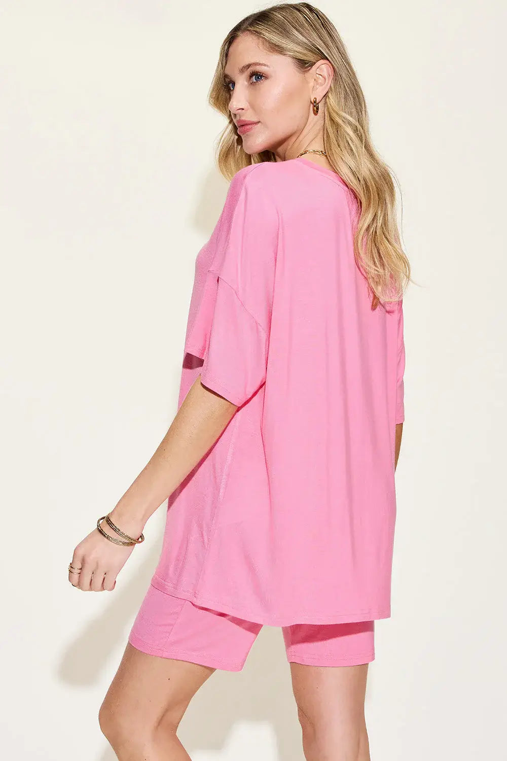 Basic Bae Full Size V-Neck Drop Shoulder T-Shirt and Shorts Set - ShopBasicbae - Flyclothing LLC