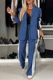 Full Size Contrast Lapel Collar Top and Pants Set - Trendsi - Flyclothing LLC