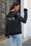 Ghost Pattern Round Neck Long Sleeve Sweater - Trendsi - Flyclothing LLC