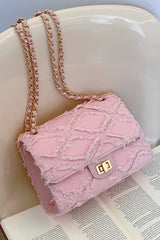 Raw Hem Denim Crossbody Bag - Trendsi