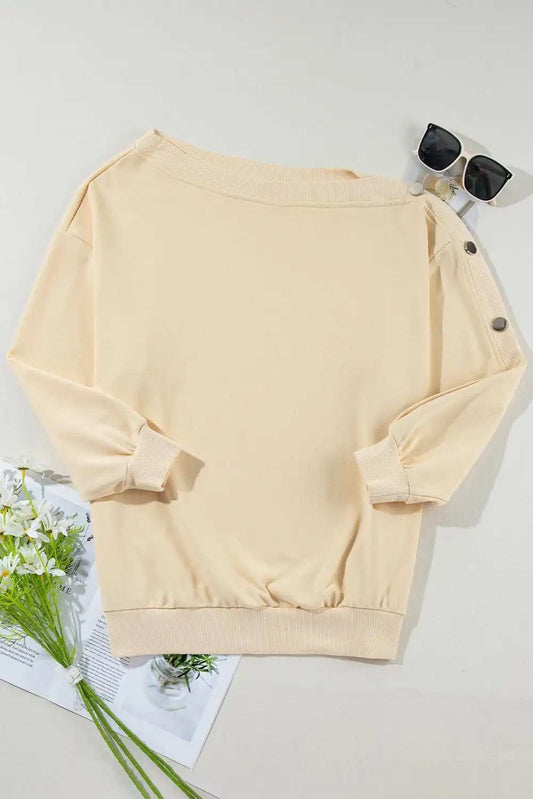 One Shoulder Long Sleeve Top - Trendsi - Flyclothing LLC