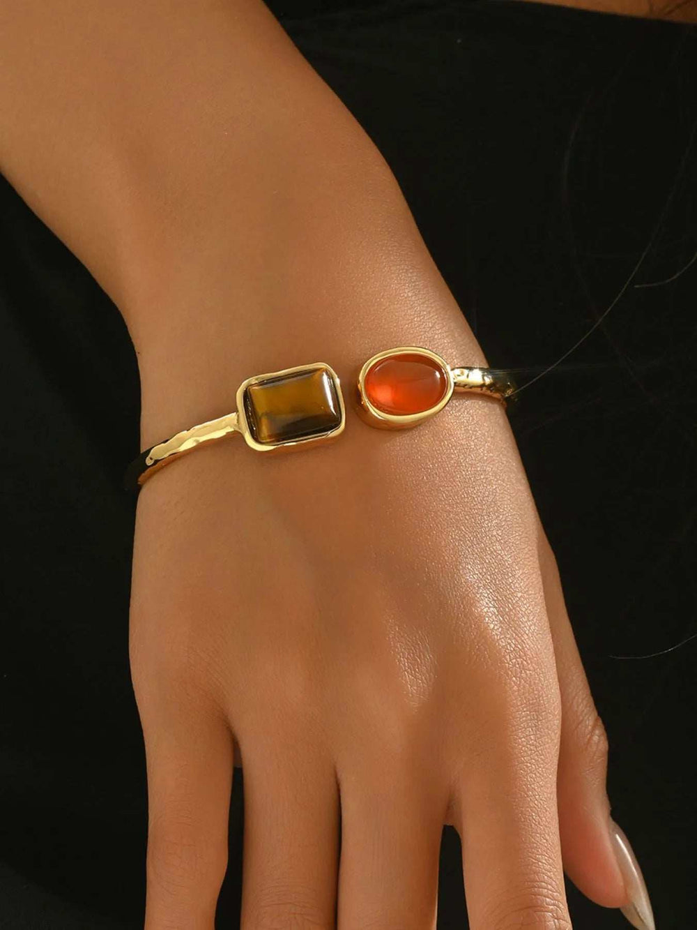 18K Gold-Plated Geometric Open Bracelet - Trendsi - Flyclothing LLC