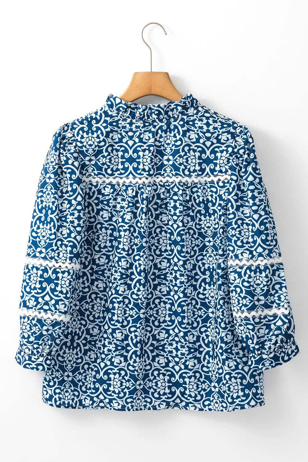 Printed Mock Neck Long Sleeve Blouse - Trendsi - Flyclothing LLC