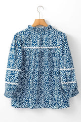 Printed Mock Neck Long Sleeve Blouse - Trendsi - Flyclothing LLC