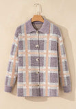 Plaid Button Up Collared Neck Cardigan - Trendsi - Flyclothing LLC