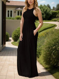 Pocketed Round Neck Sleeveless Dress - Trendsi