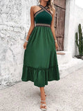 Devine Ruffled Slit Sleeveless Midi Dress - Trendsi - Flyclothing LLC