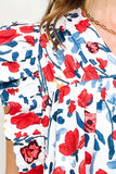 Ruffled Printed V-Neck Cap Sleeve Blouse - Trendsi - Flyclothing LLC