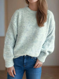 Round Neck Long Sleeve Sweater - Trendsi - Flyclothing LLC