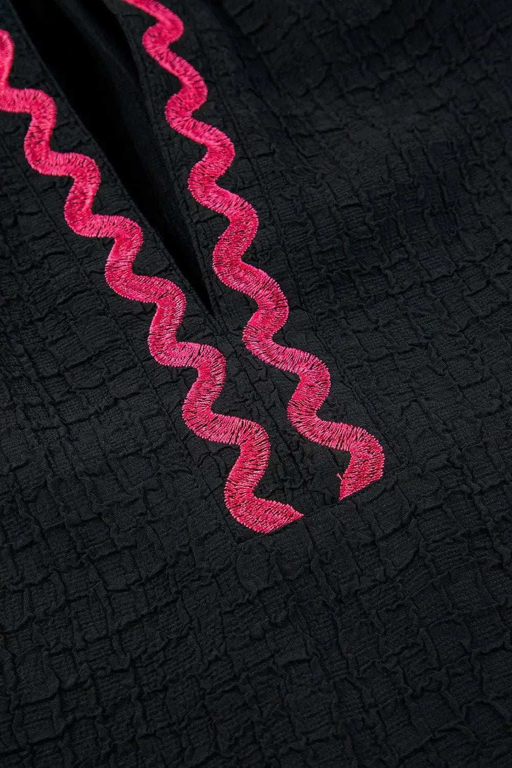 Floral Embroidered Notched Puff Sleeve Blouse - Trendsi - Flyclothing LLC